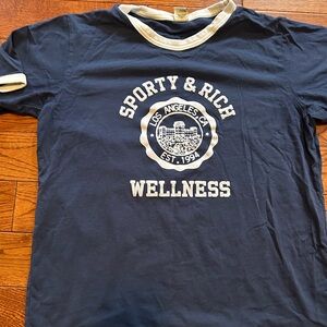 Sporty & Rich Blue Tee with White Accents